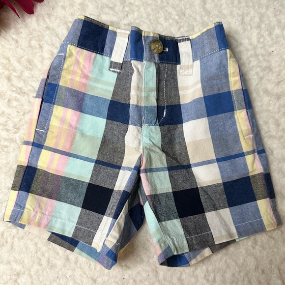 Janie And Jack Colbalt Plaid Poplin Shorts Boys 3-6 Months - Picture 1 of 5